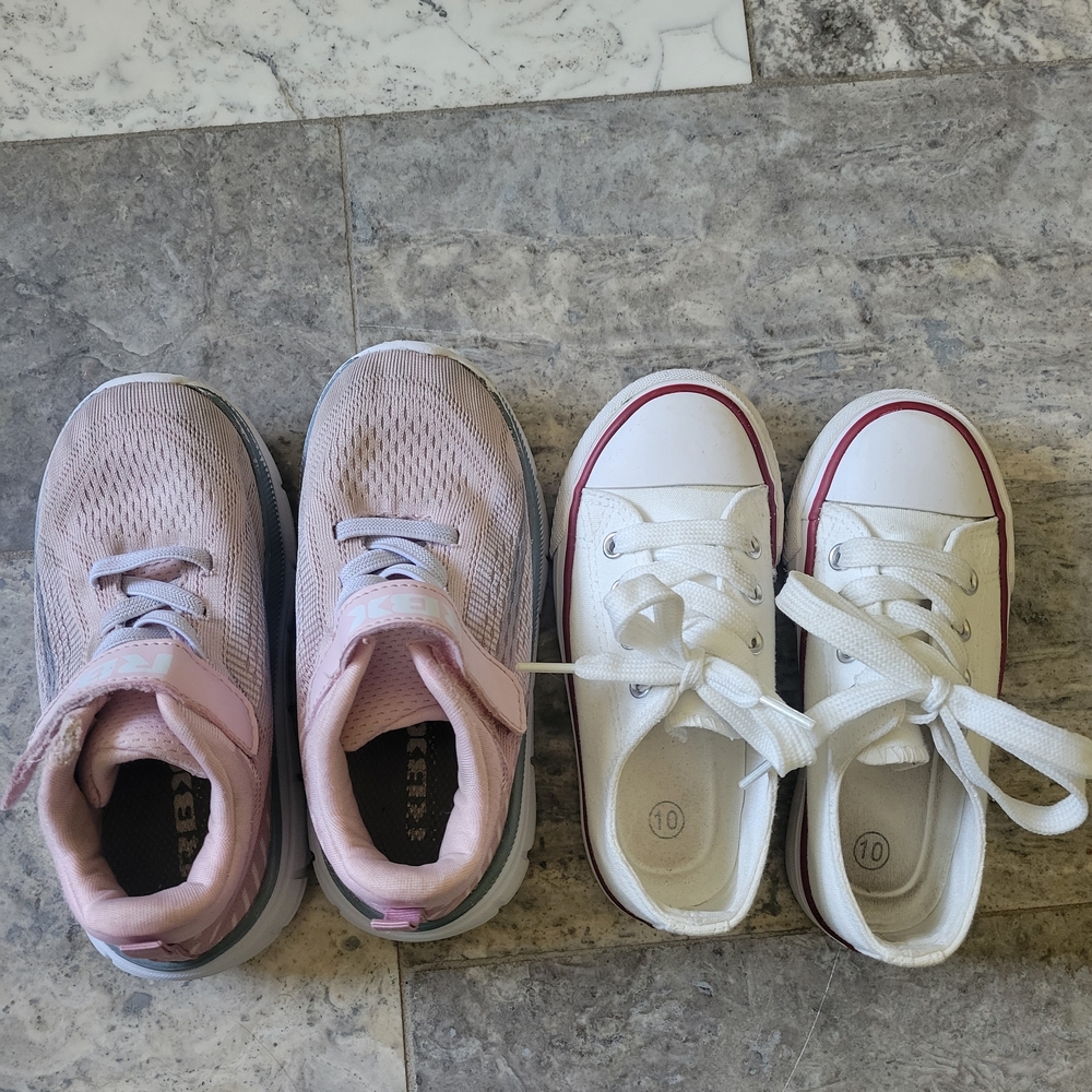 Kids Pink and White Sneakers Size 10